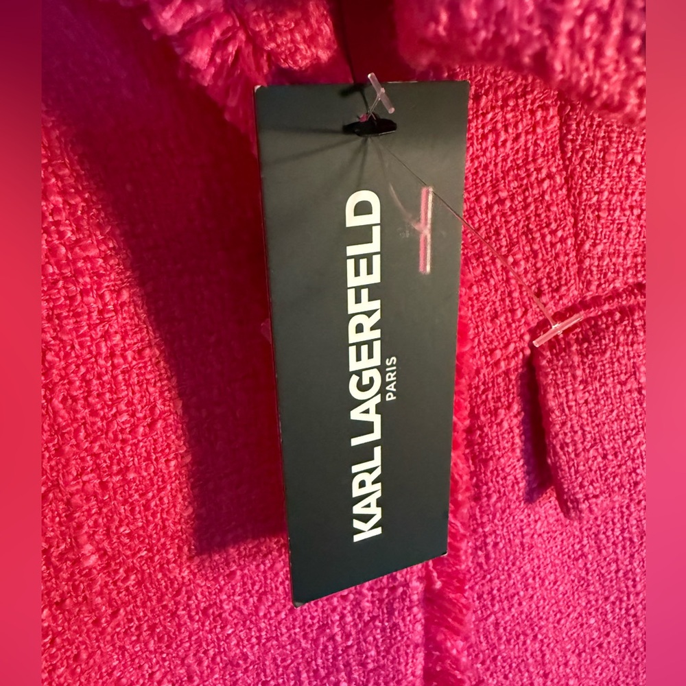 Karl Lagerfeld Paris NWT Size 10 Classic Karl Pink Woven Tweed Blazer (0507) - Picture 9 of 15